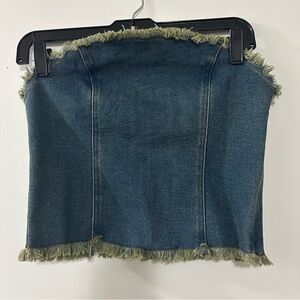 Motel OMAS DENIM BANDEAU TOP Size Medium From Dolls Kills‎